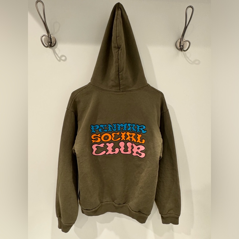 Penmar Social Club Army Green Hoodie with PSC Logo: Adult Size Medium